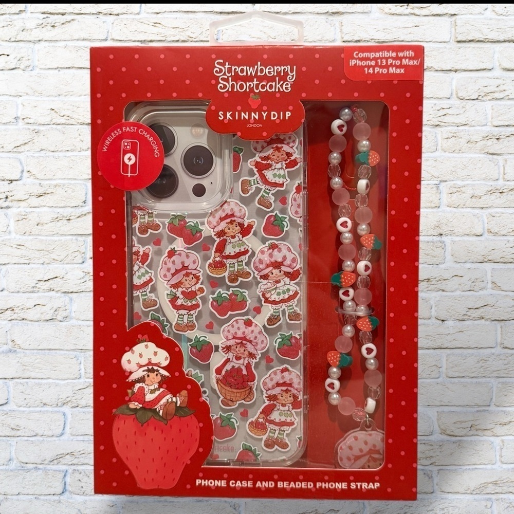 NIB Strawberry Shortcake iPhone Case w Strap by Skinnydip of London - 14 Pro Max - Picture 1 of 2